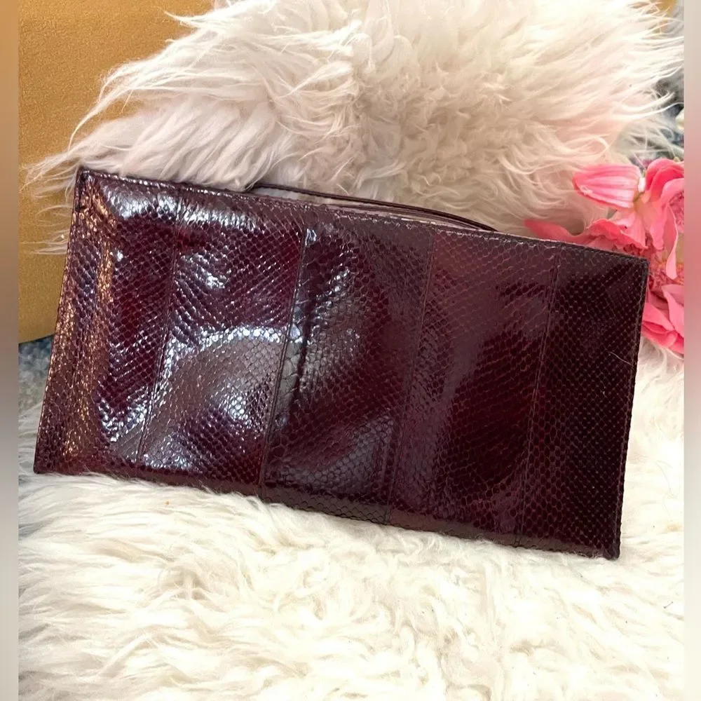 Vintage 70’s Lisette Snakeskin Wristlet/Clutch with Gold Tone Accents
